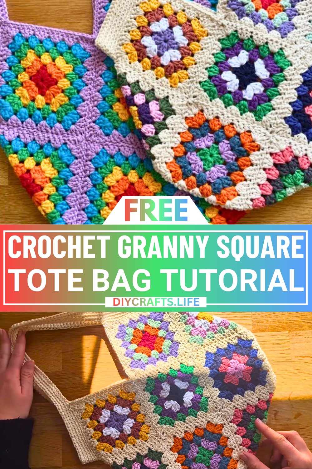 Crochet Granny Square Tote Bag Tutorial with Adjustable Size