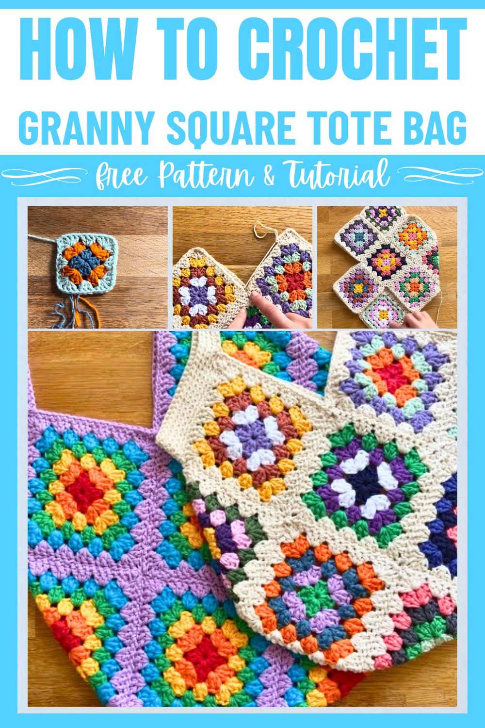 Crochet Granny Square Tote Bag Tutorial with Adjustable Size