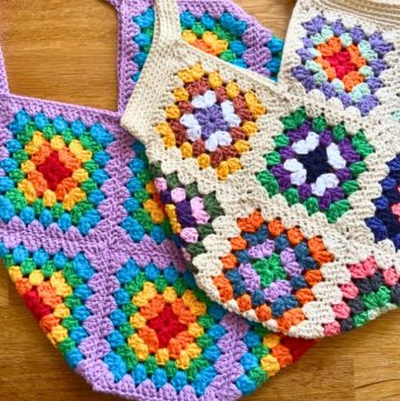 Crochet Granny Square Tote Bag Tutorial with Adjustable Size