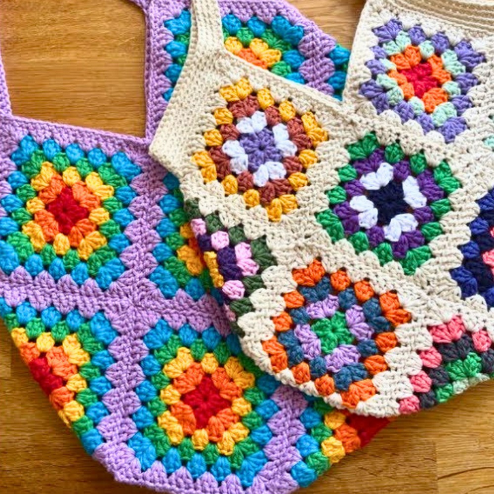 Crochet Granny Square Tote Bag Tutorial with Adjustable Size