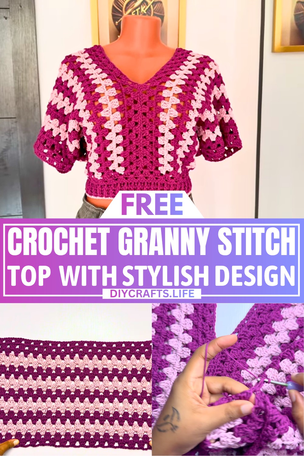 Crochet Granny Stitch Top With Stylish and Customizable Design