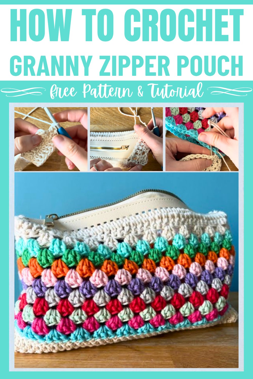 Crochet Granny Stitch Zipper pouch
