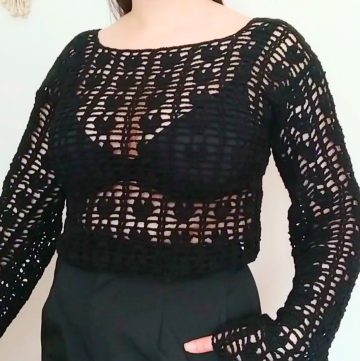Crochet Lacey Hearts Top - Black Heart-Patterned Tutorial