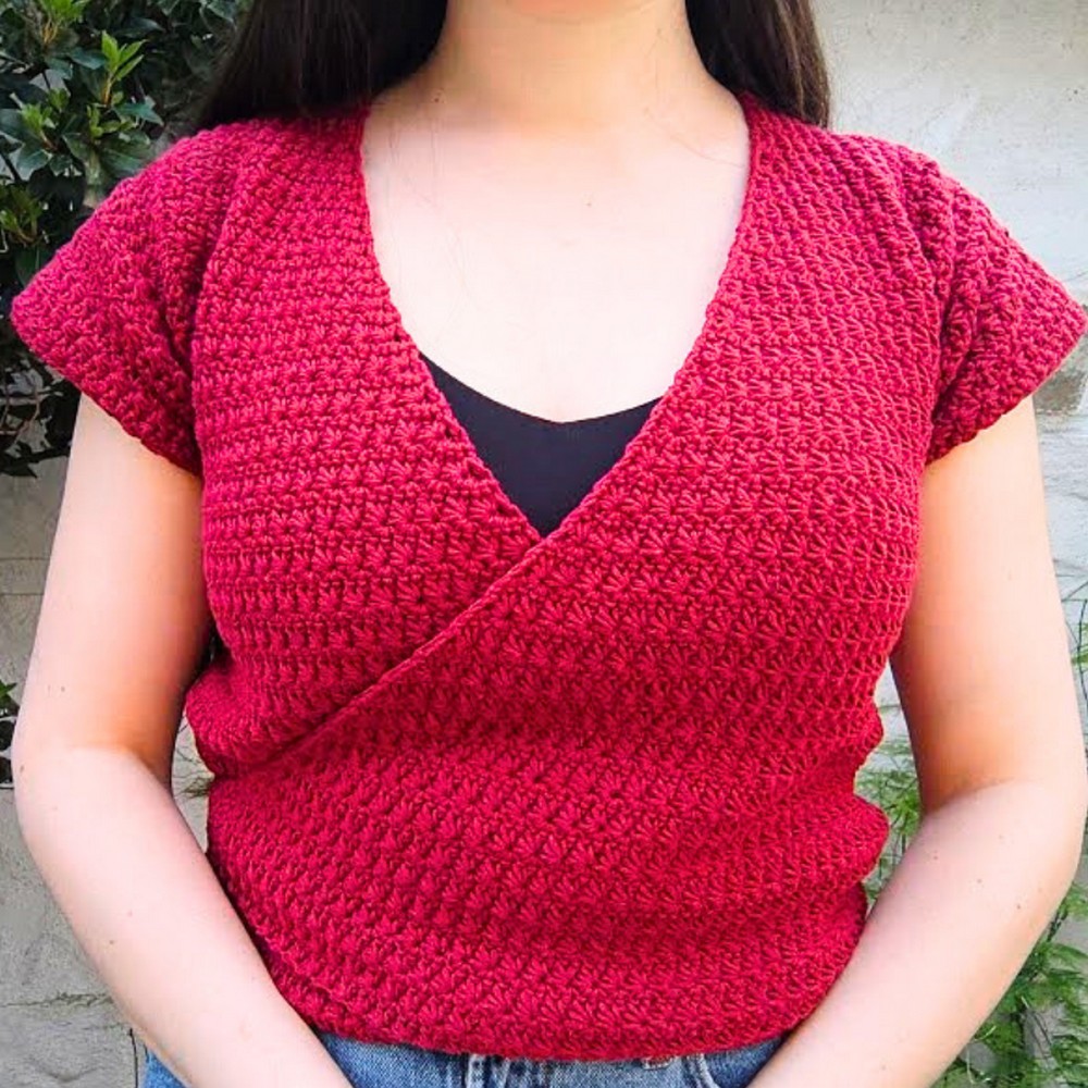 Crochet Star Stitch Wrap Top Pattern with Adjustable Ties