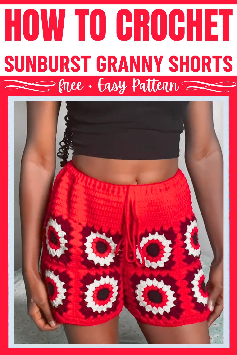 Crochet Sunburst Granny Square Shorts Tutorial Free