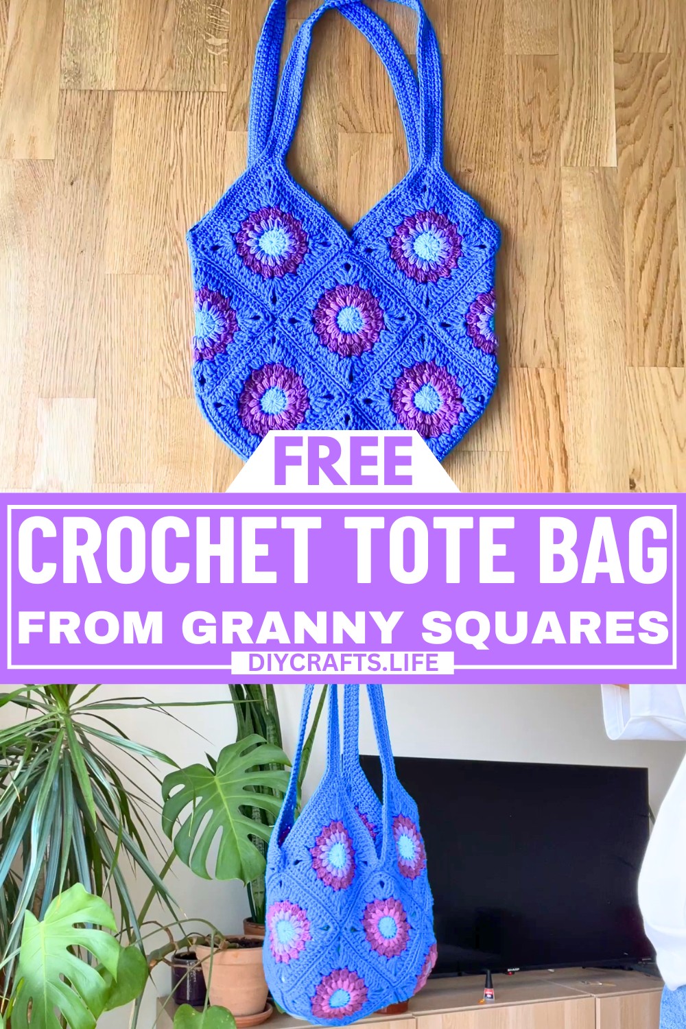 Crochet Tote Bag From Granny Squares