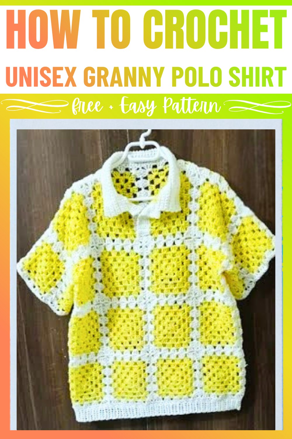 Crochet Unisex Granny Square Polo Shirt
