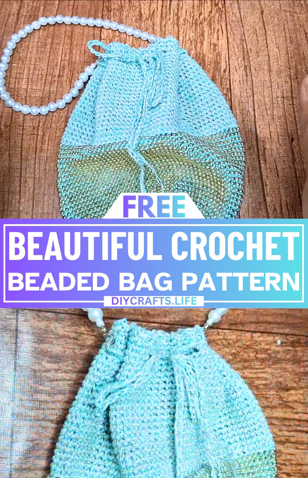 Crochet beaded bag