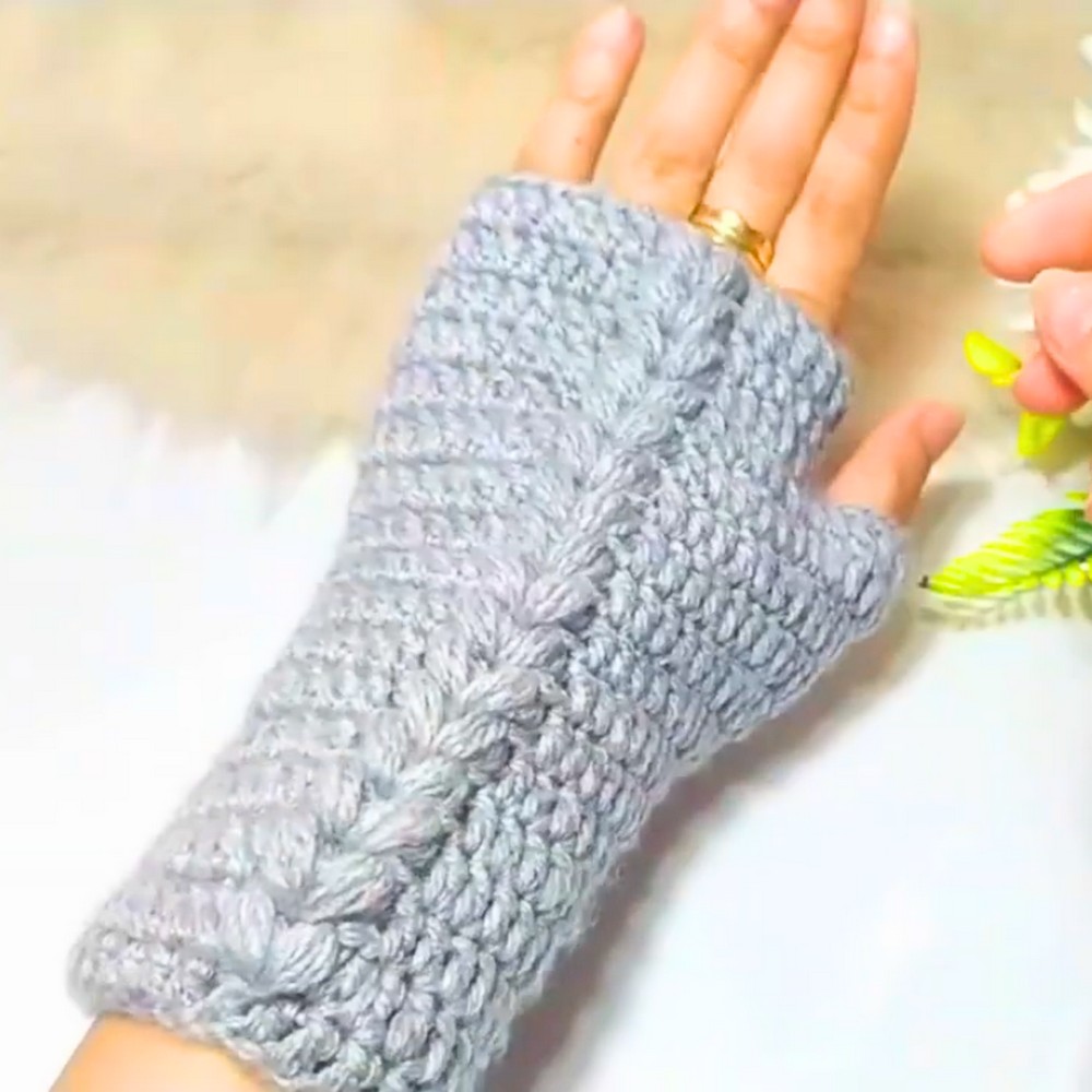 Easy Crochet Fingerless Gloves Tutorial with Puff Stitch Texture