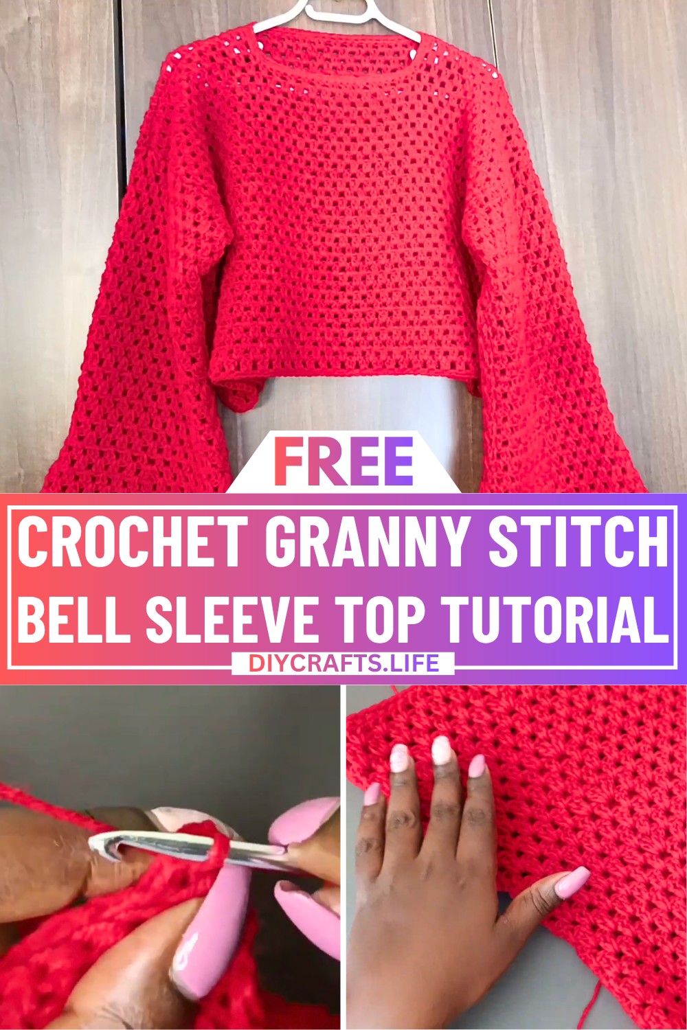 Easy Crochet Granny Stitch Bell Sleeve Top Tutorial