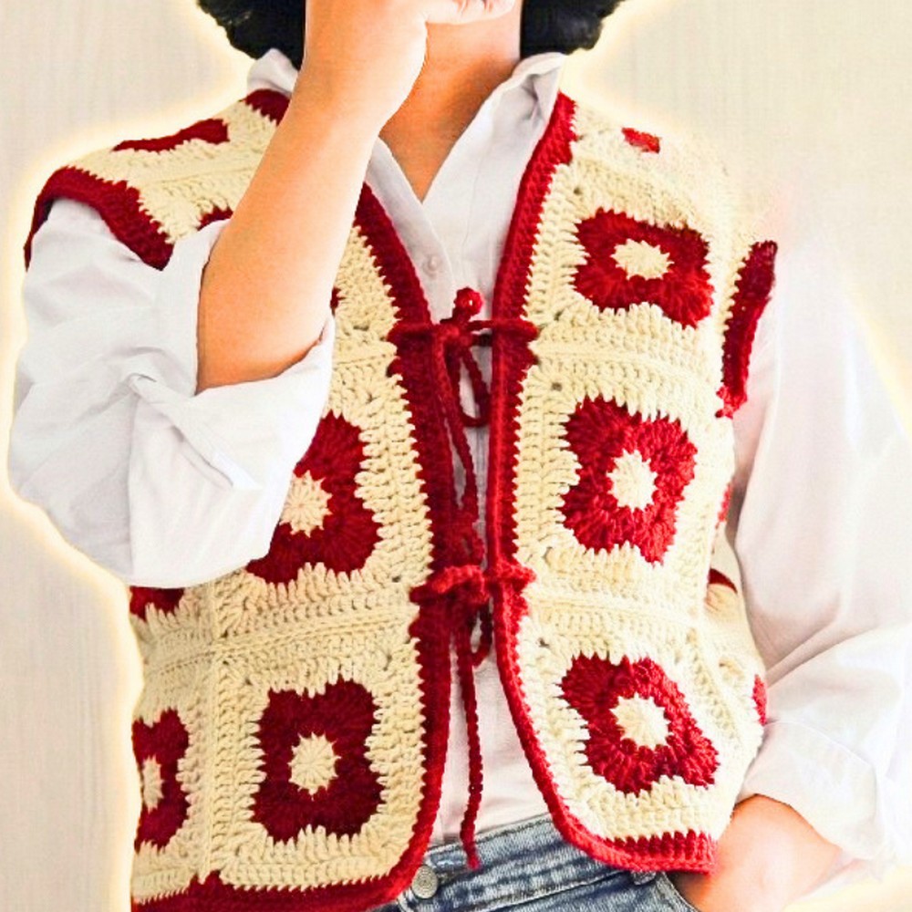 Easy Granny Square Crochet Vest with Edging Tutorial