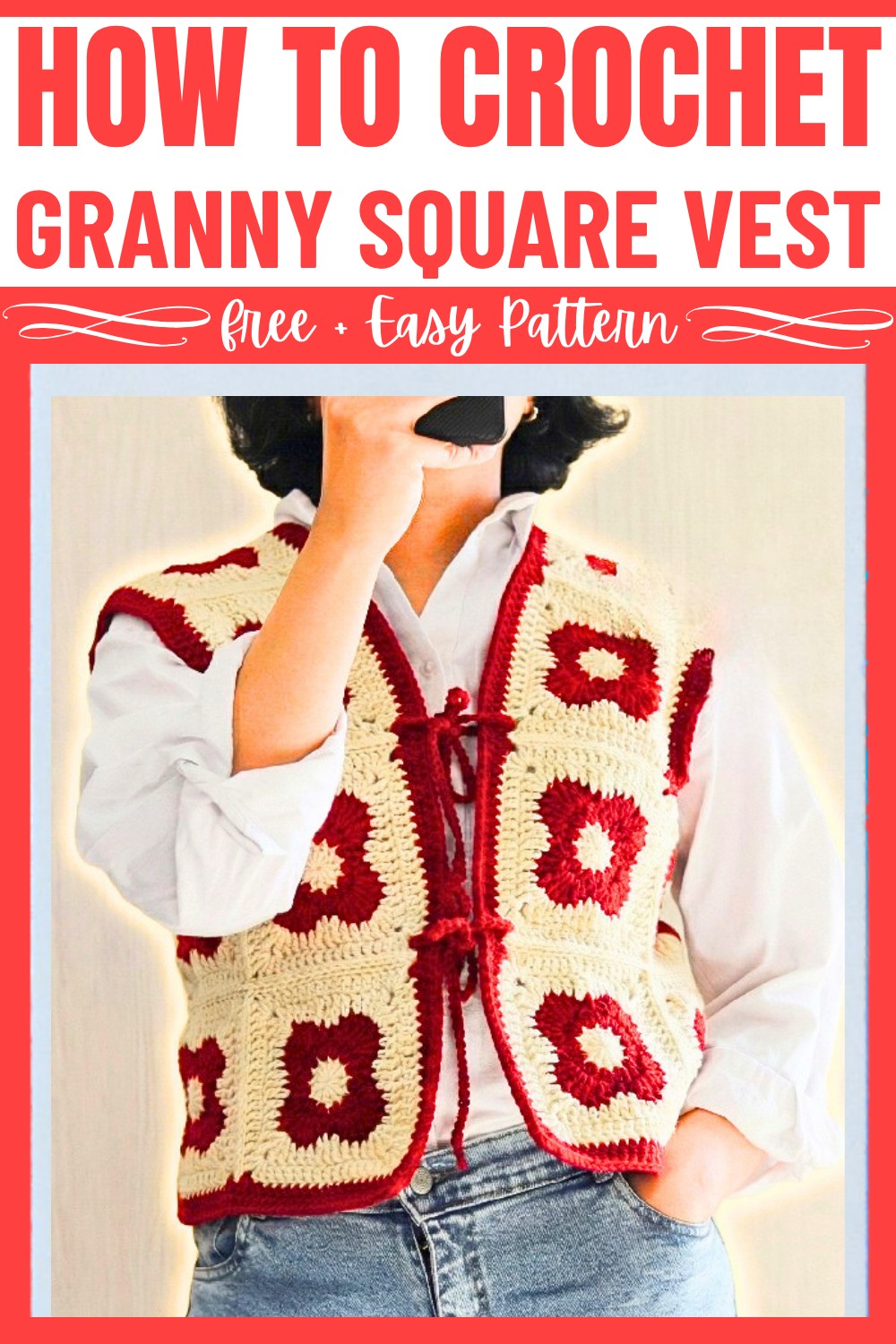 Easy Granny Square Crochet Vest with Edging Tutorial