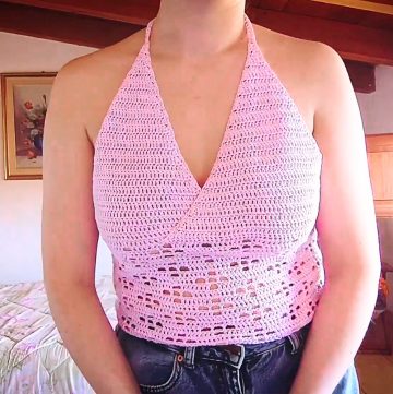 Free Crochet Filet Flowers Halter Top Tutorial