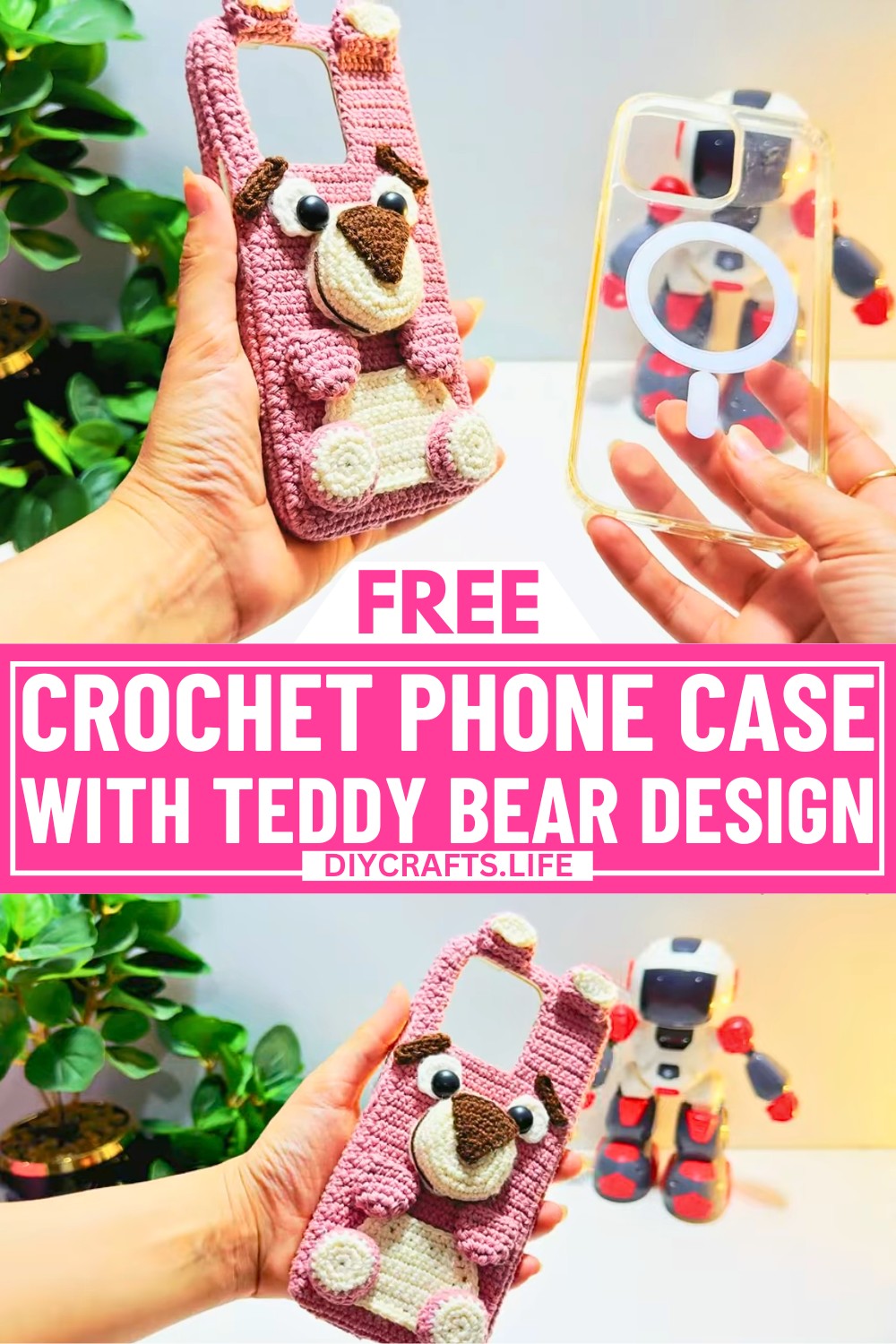 Free Crochet Phone Case with Teddy Bear Design