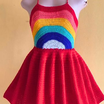 Free Crochet Rainbow Skater Dress Pattern for Beginners