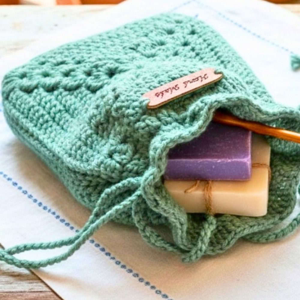 Granny Square Drawstring Bag Crochet Free Pattern