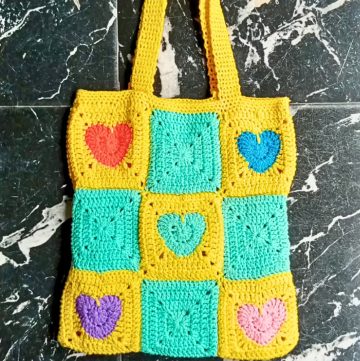 Heart Granny Square Tote Bag