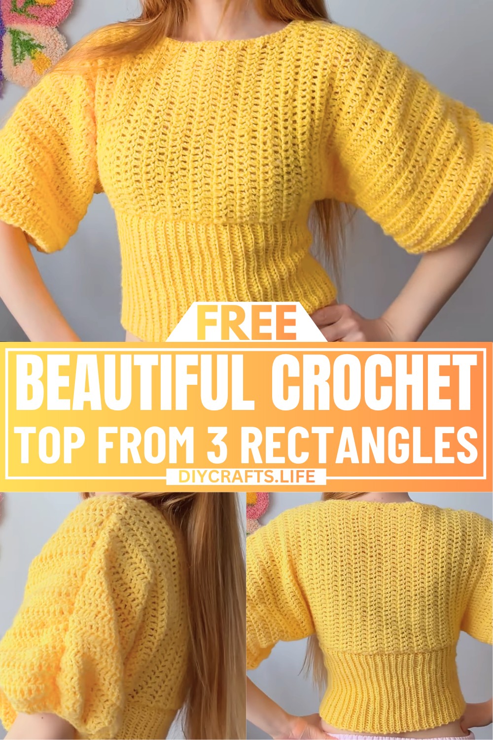 How to Crochet Top from 3 Rectangles With Simple Pattern