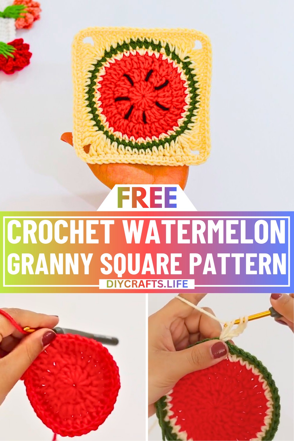 How to Crochet a Cute Watermelon Granny Square