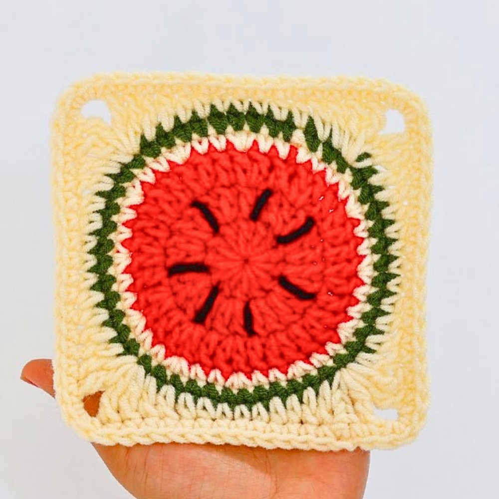 How to Crochet a Cute Watermelon Granny Square
