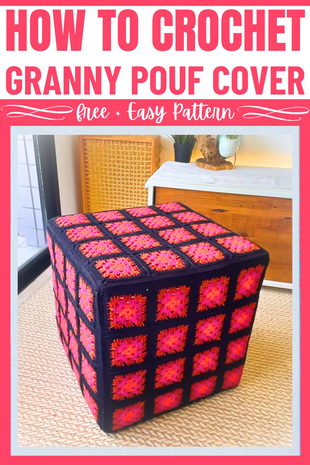 How to Crochet a Granny Square Pouf Cover