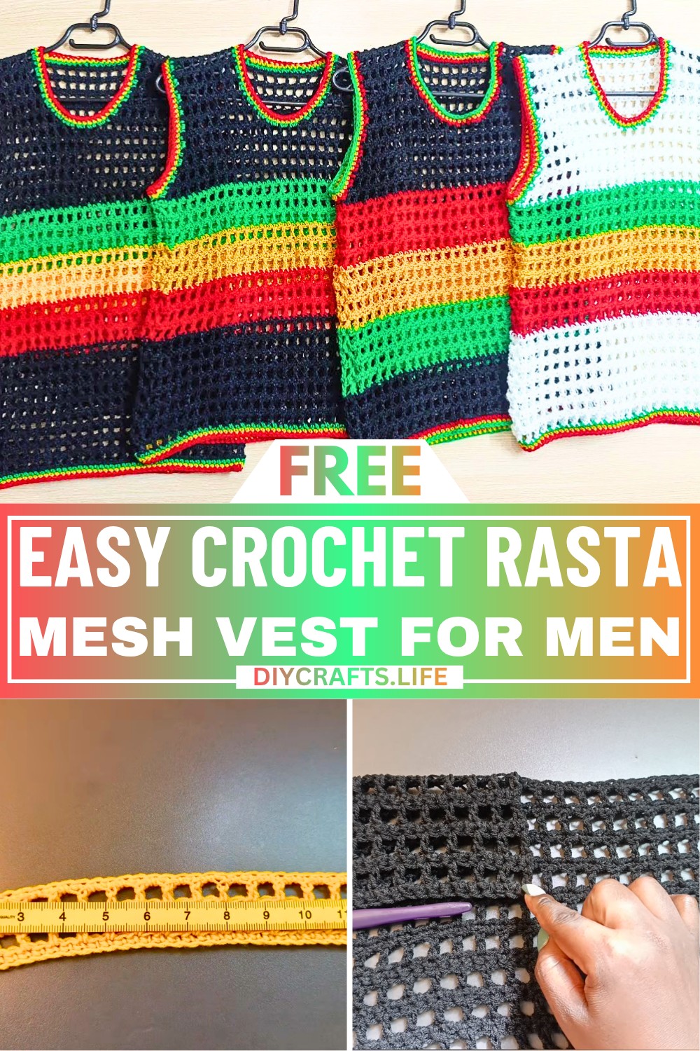 How to Crochet a Rasta Mesh Vest for Men