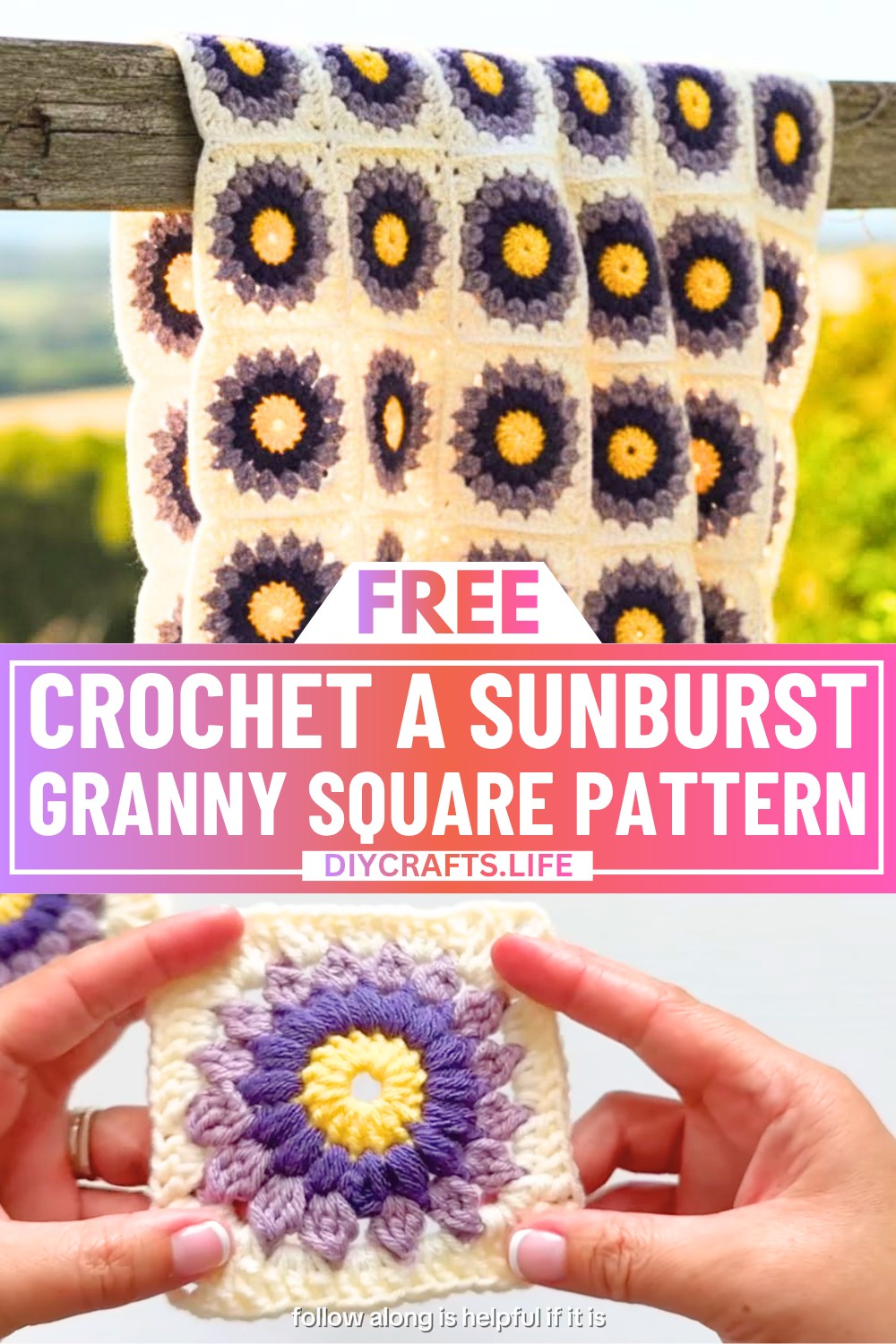 How to Crochet a Sunburst Granny Square