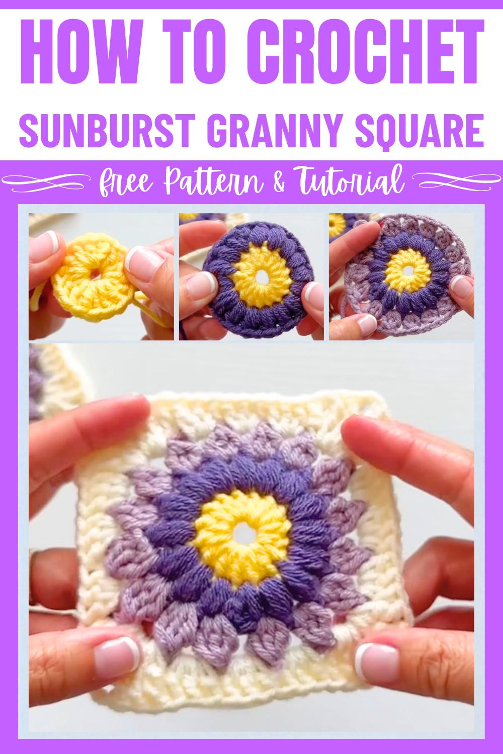 How to Crochet a Sunburst Granny Square