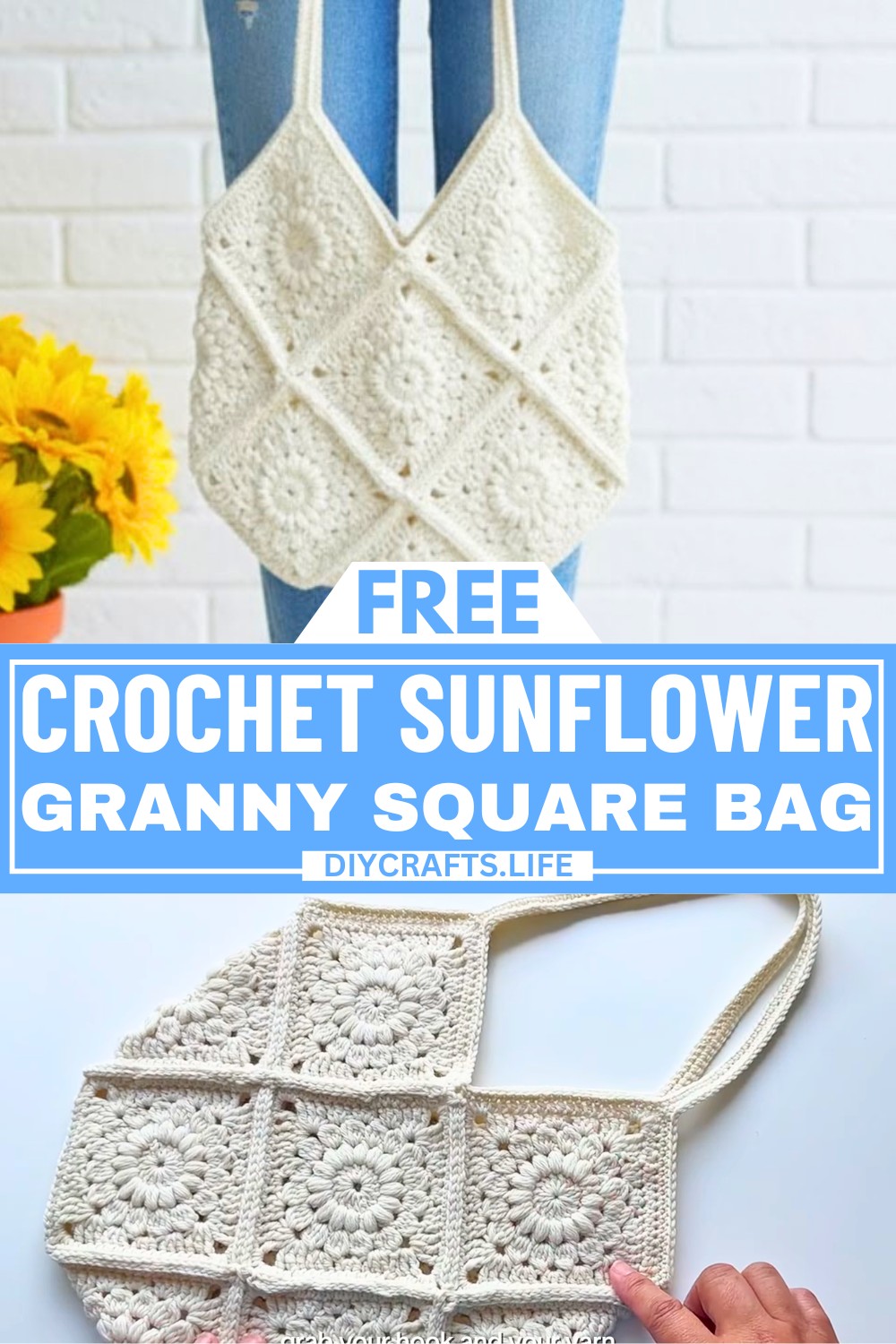 How to Crochet a Sunflower Granny Square Bag
