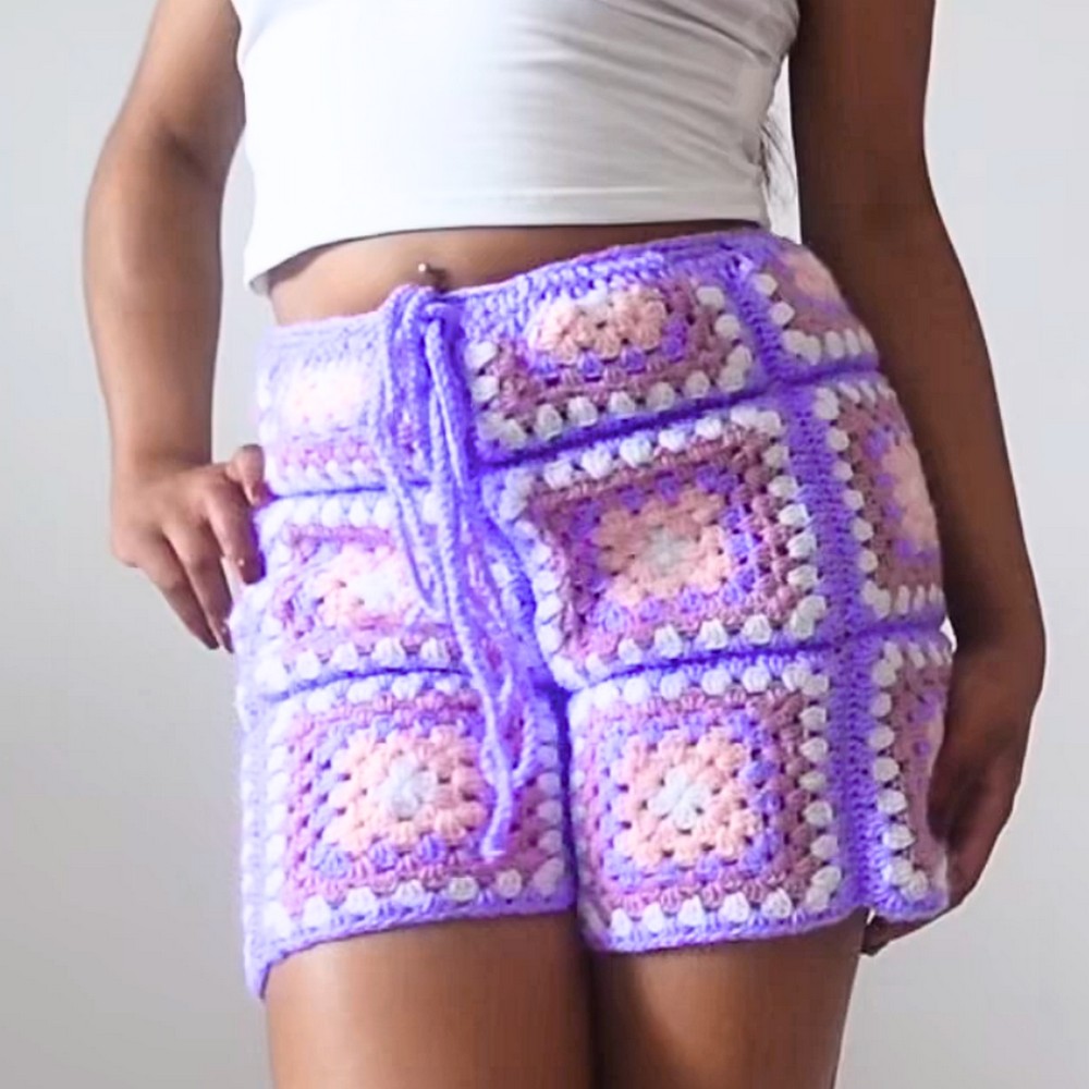 How to Make Crochet High-Waisted Granny Square Shorts