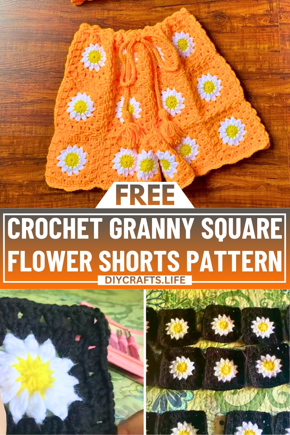 How to Make Stylish Granny Square Flower Crochet Shorts