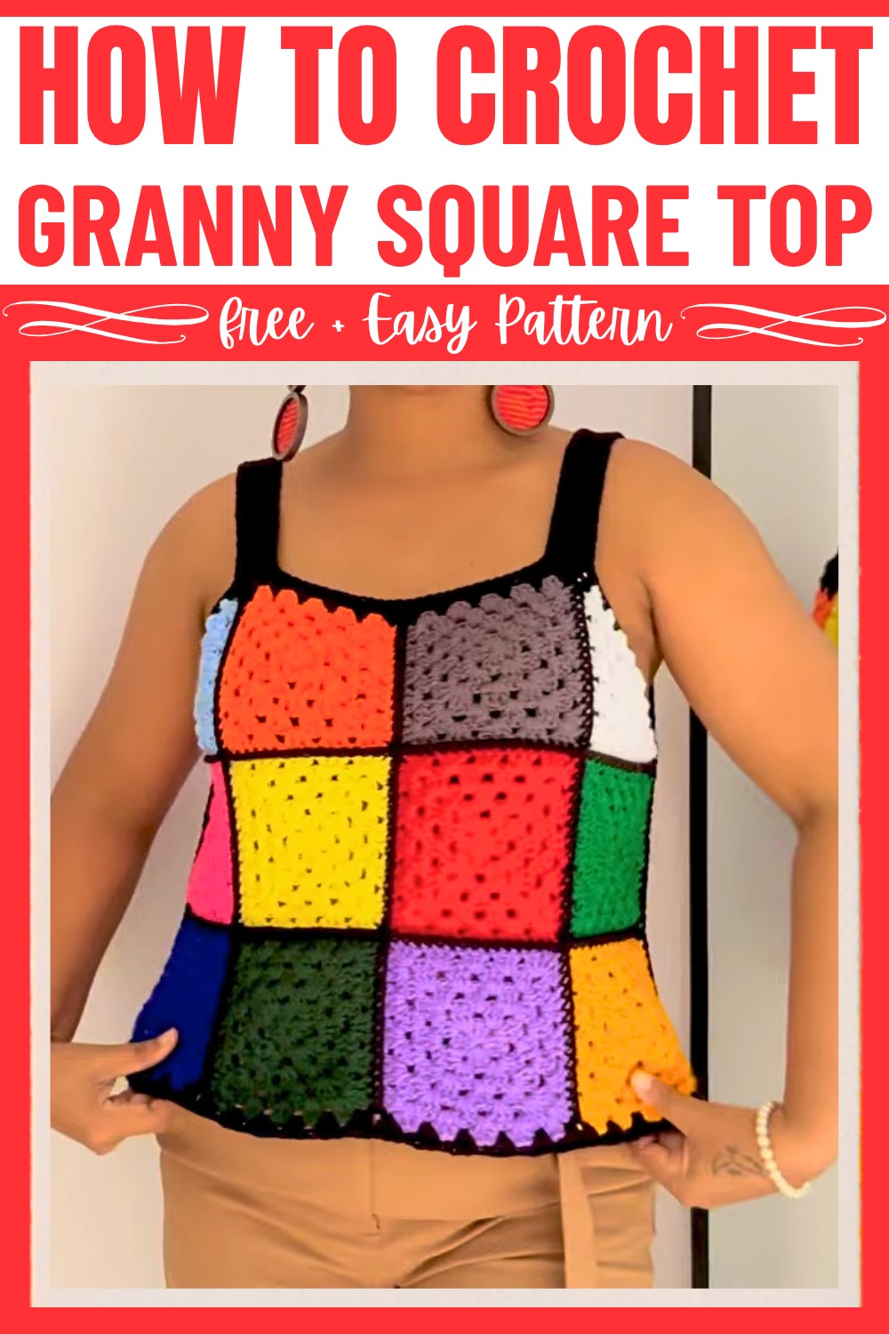 Stylish Granny Square Crochet Top Pattern For Beginner