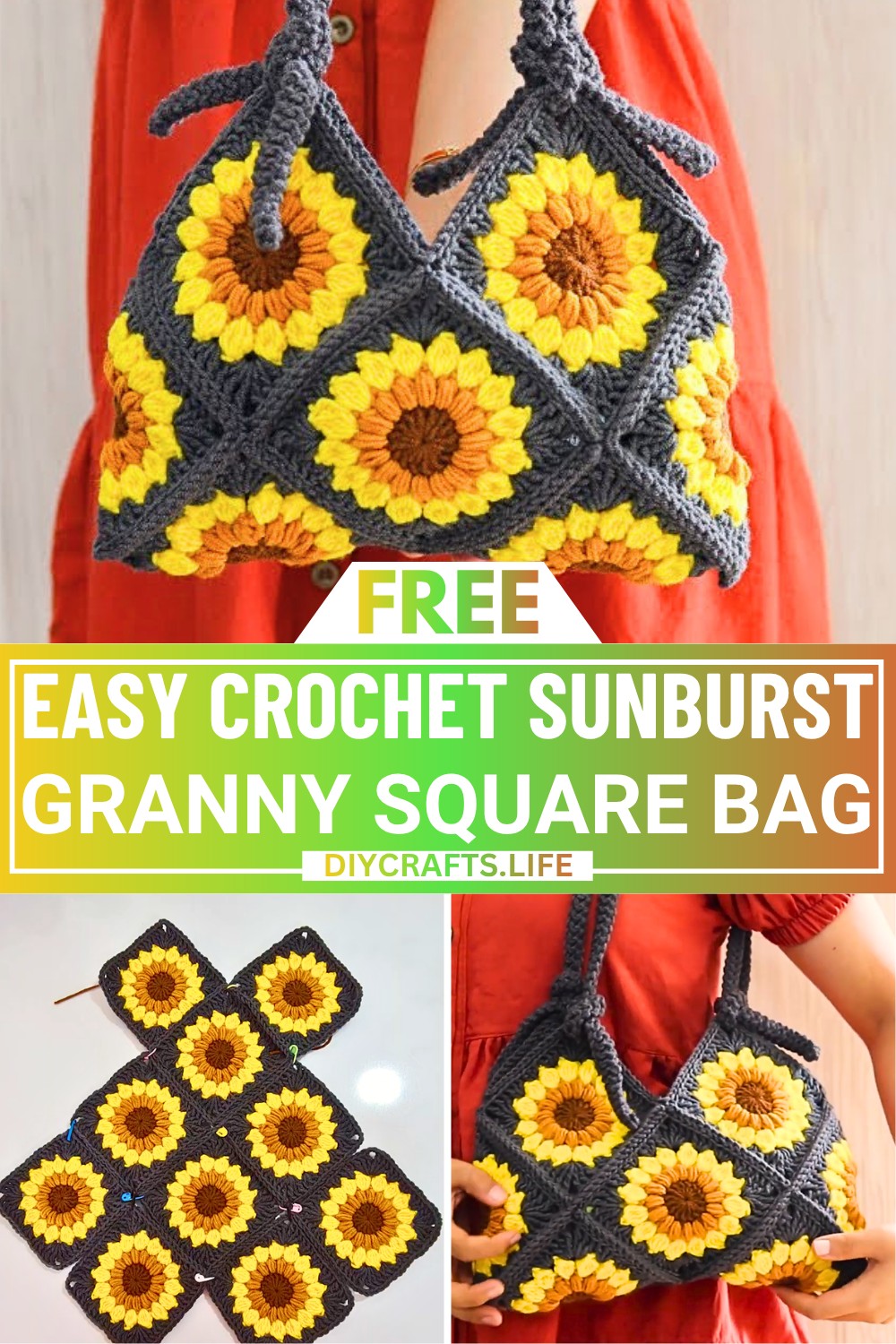 Sunburst Granny Square Bag