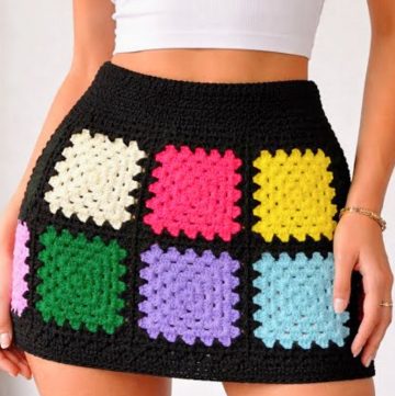Vibrant Granny Square Crochet Skirt Pattern