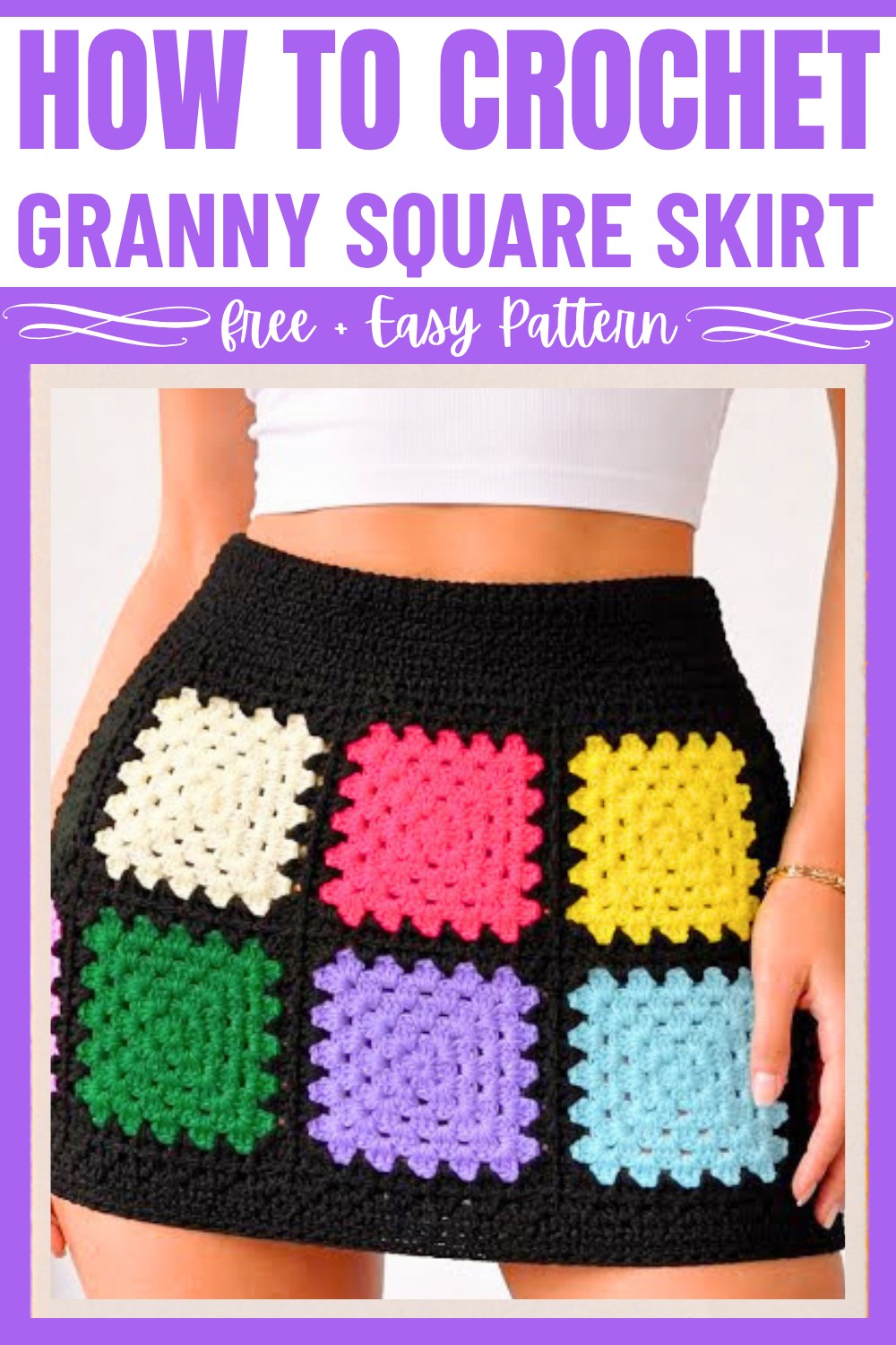Vibrant Granny Square Crochet Skirt Pattern