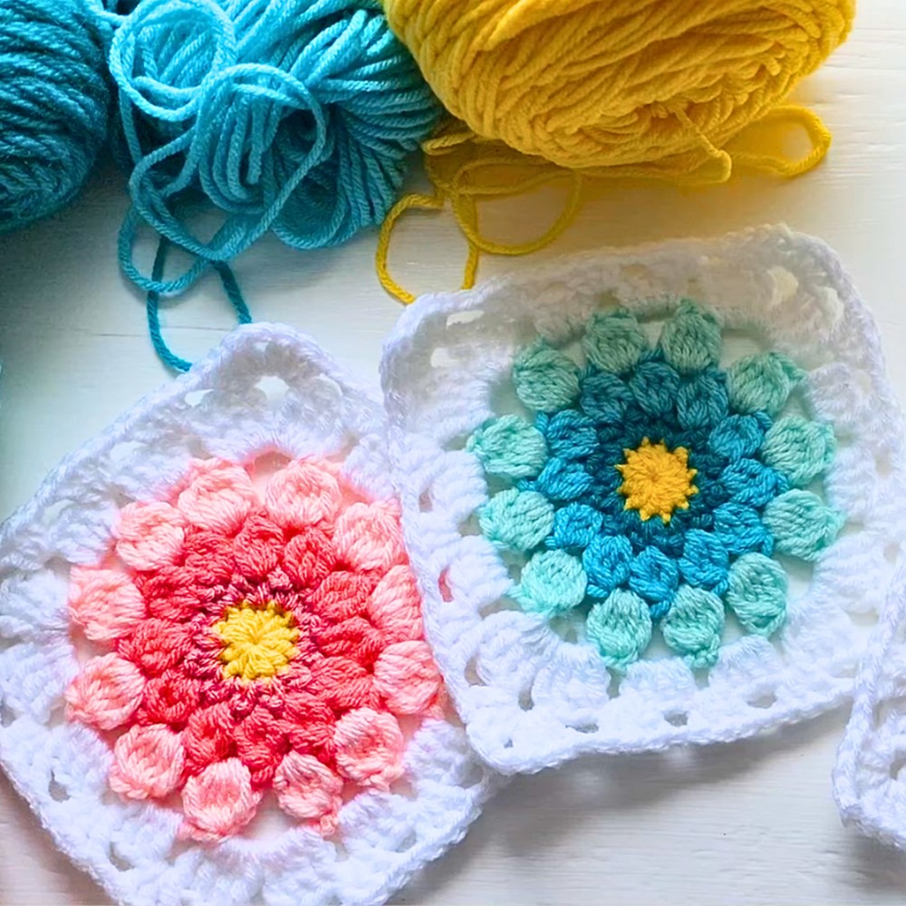 12-Petal Flower Granny Square Crochet Tutorial