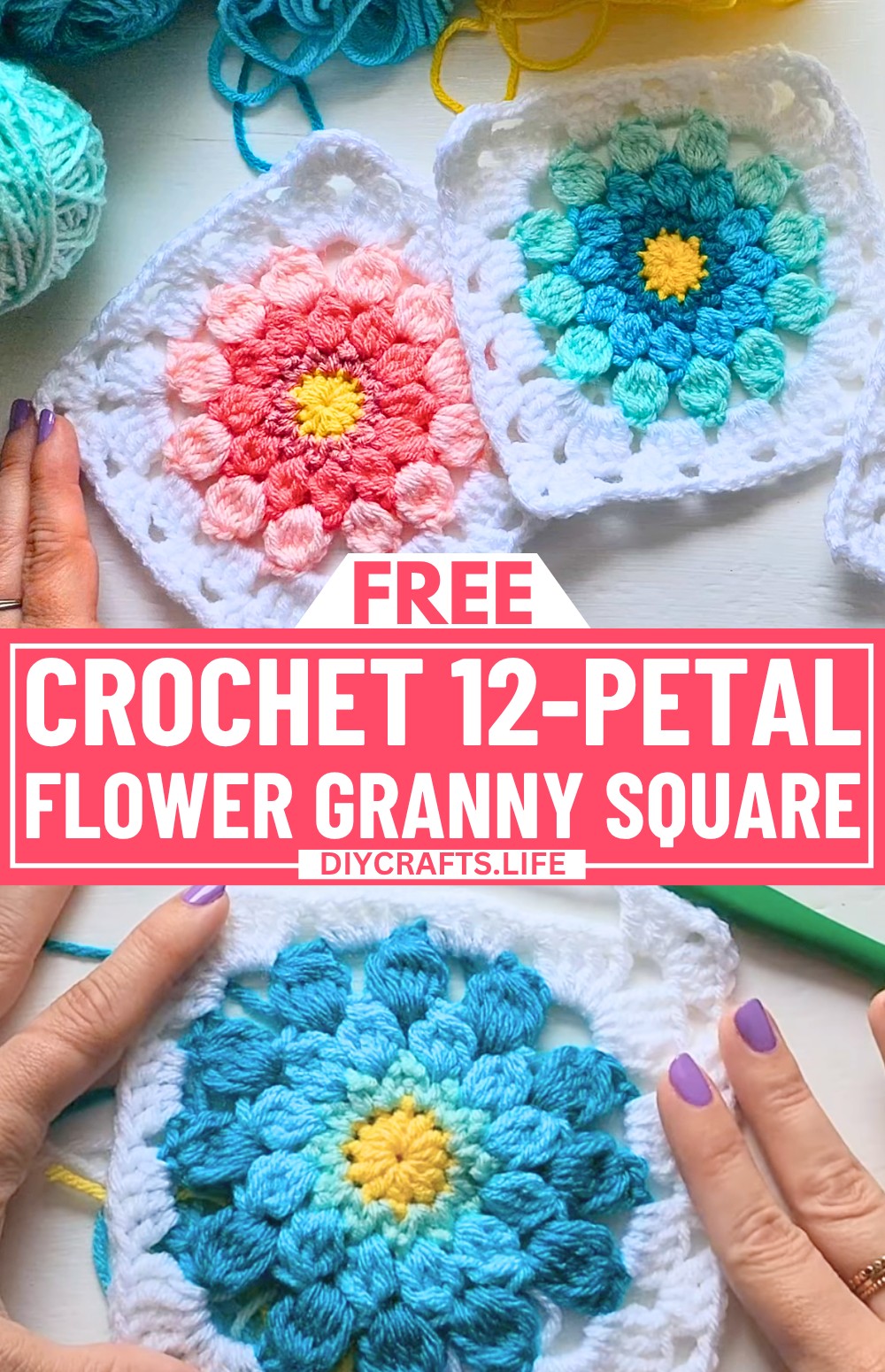 12-Petal Flower Granny Square Crochet Tutorial