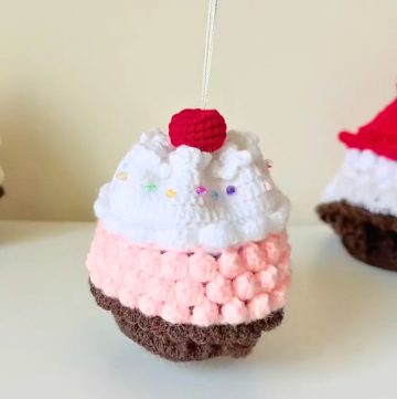 Crochet Cake Bag Tutorial with Drawstring and Cherry Accent