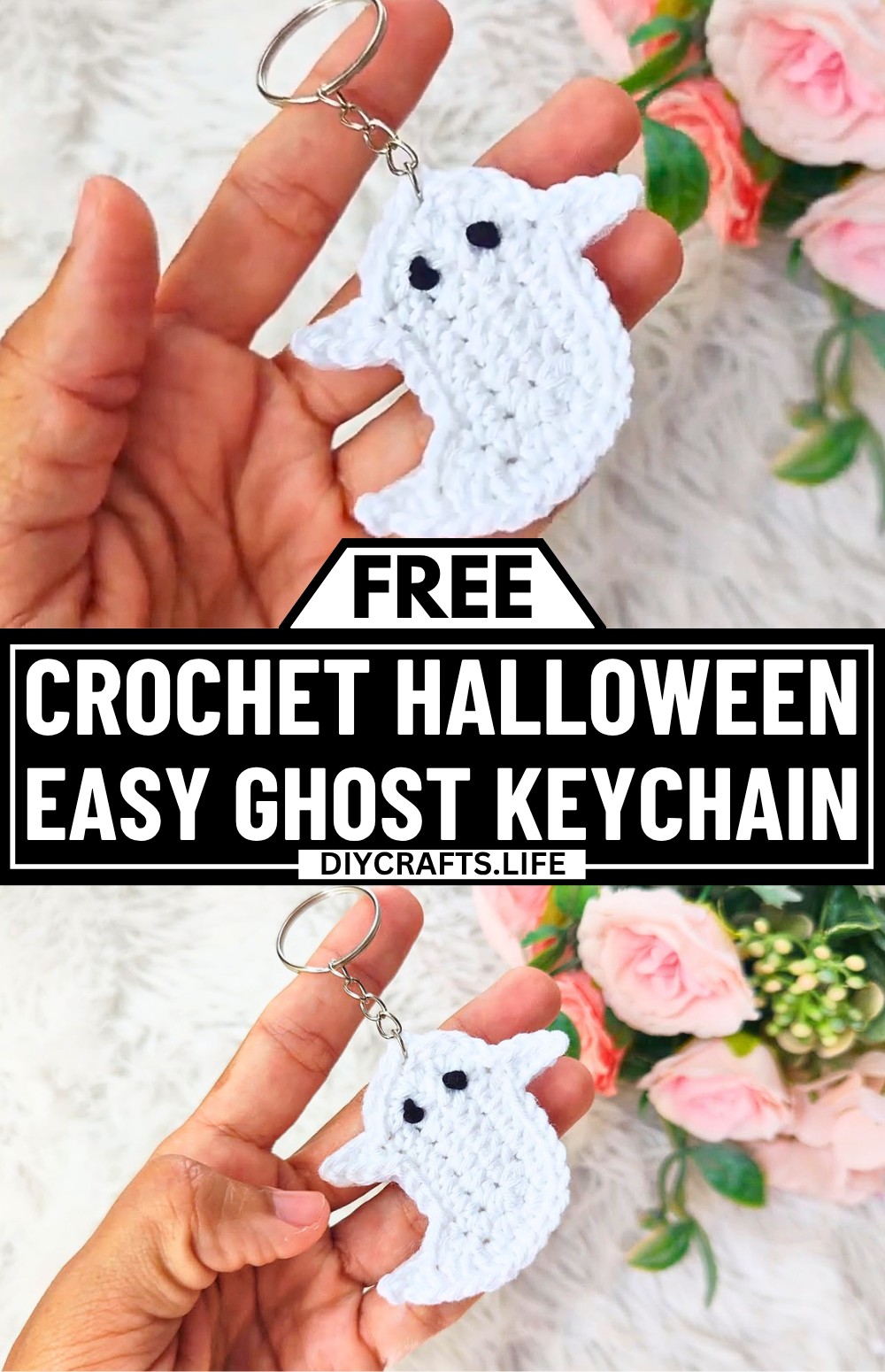 Crochet Ghost Keychain Halloween Tutorial