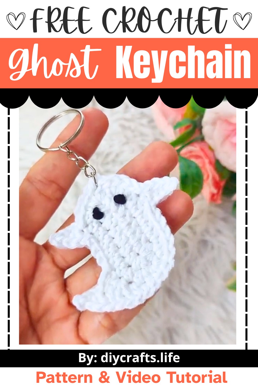 Crochet Ghost Keychain Halloween Tutorial