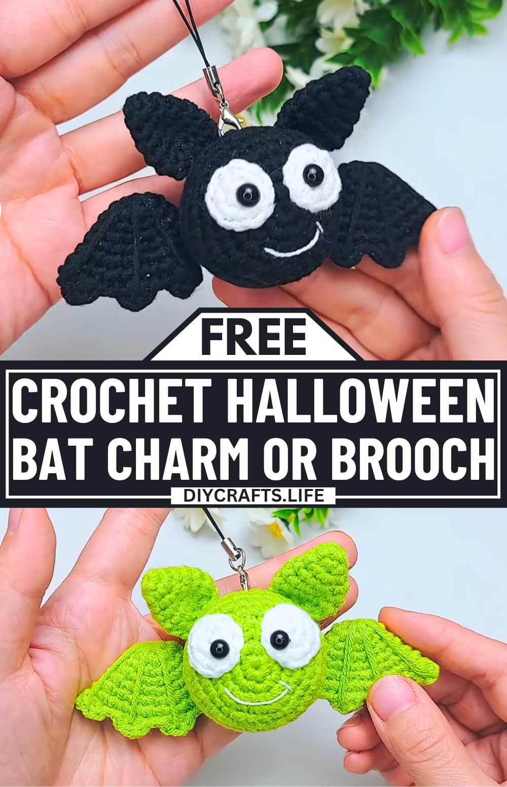 Crochet Halloween Bat Charm or Brooch with Beginner-Friendly Tutorial