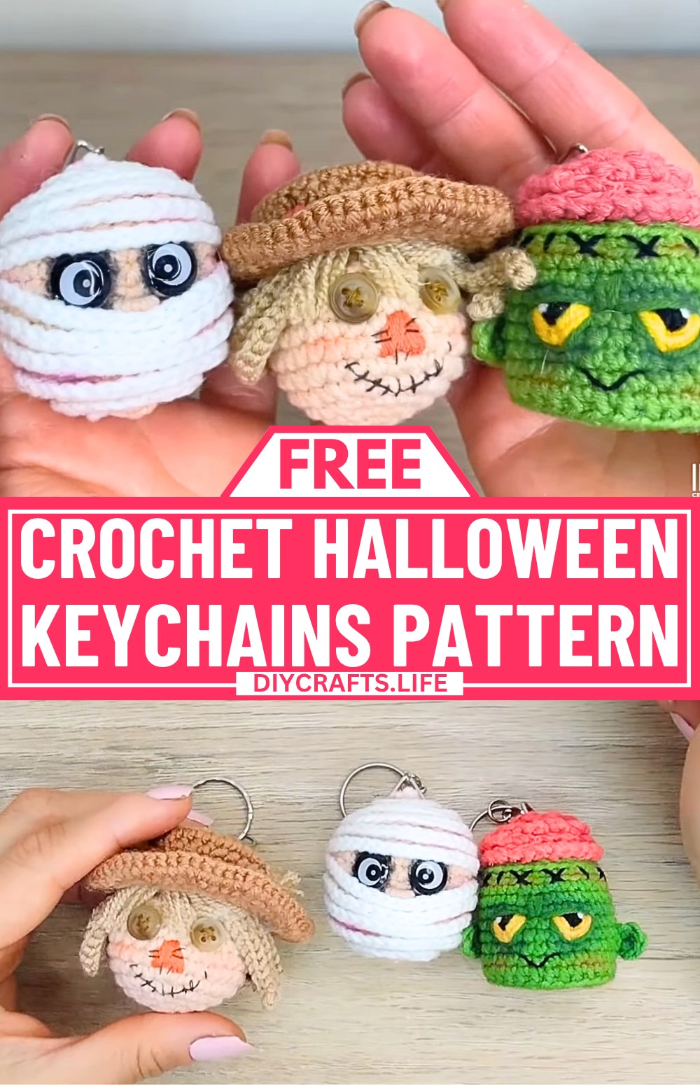Crochet Halloween Keychains With Amigurumi Designs