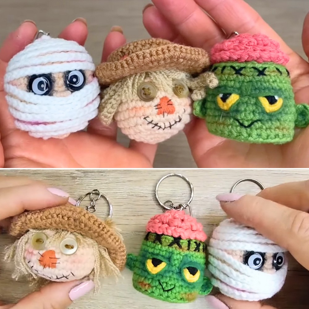 Crochet Halloween Keychains With Amigurumi Designs