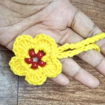 Crochet flower bag charm