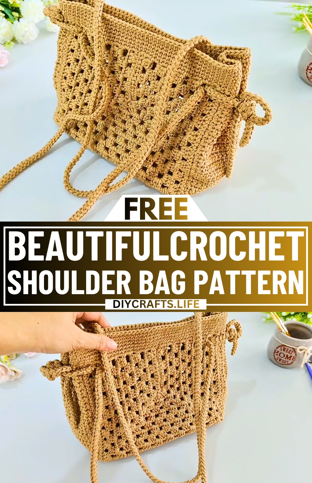 Crochet shoulder bag
