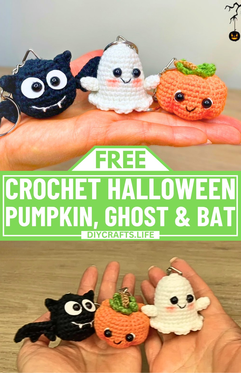 Halloween Crochet Keychains - Pumpkin, Ghost & Bat Easy Tutorial