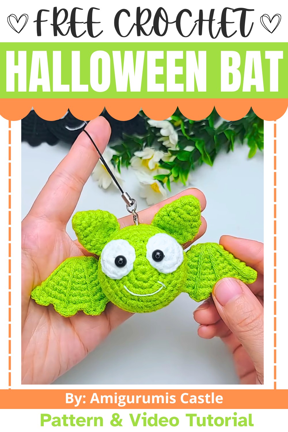 Crochet Halloween Bat Charm or Brooch with Beginner-Friendly Tutorial