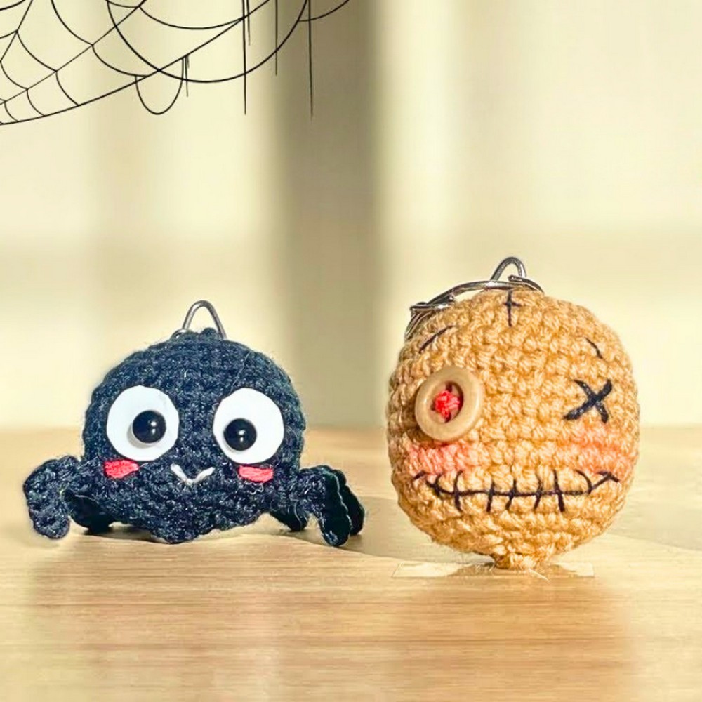 How to Crochet Voodoo Doll, Spider & Black Cat Keychains Pattern