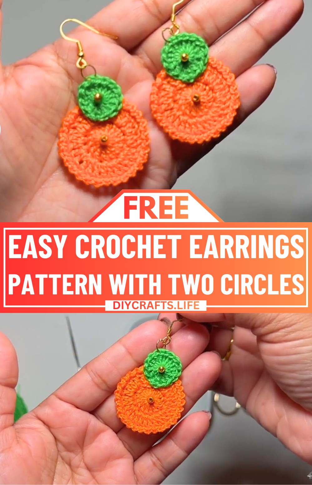 Simple Crochet Earrings - Fun Pattern for Beginners with Two Circles