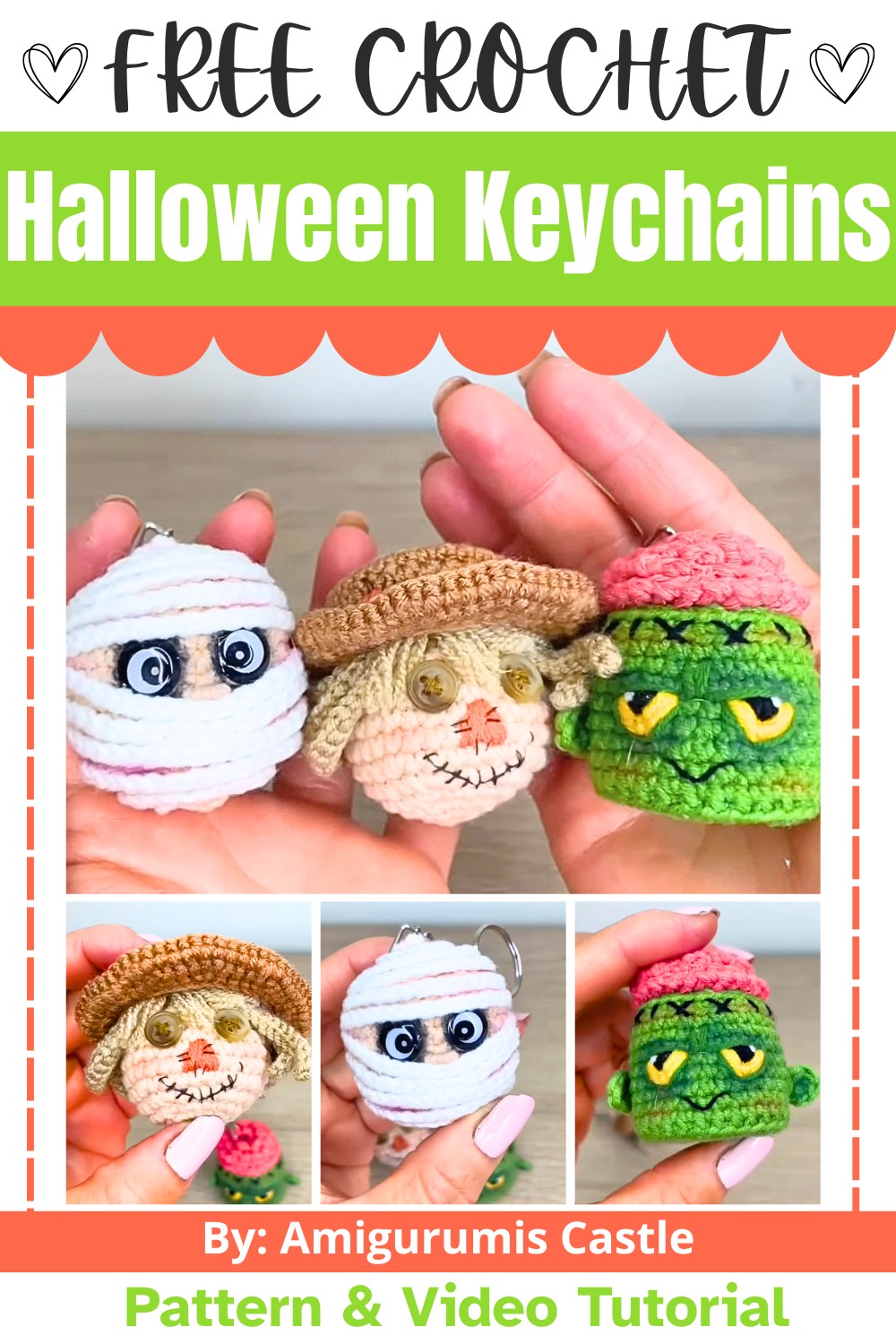 Crochet Halloween Keychains With Amigurumi Designs